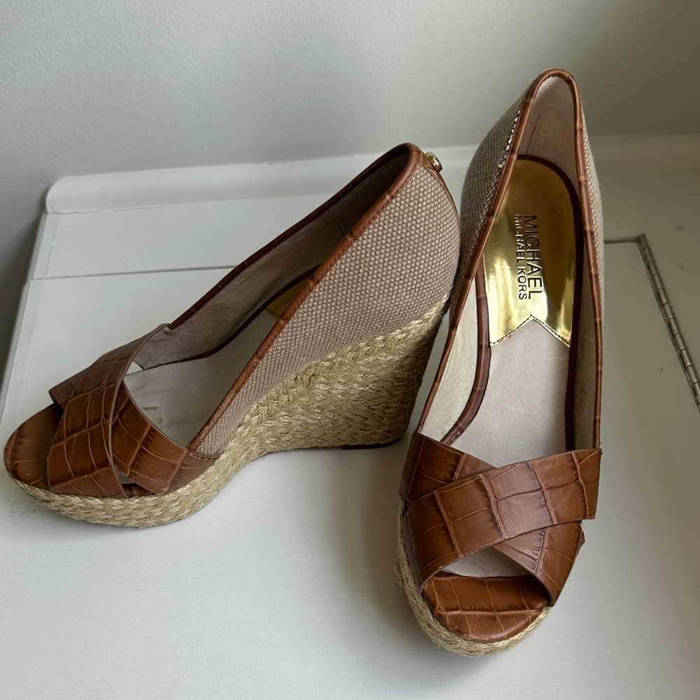 Michael Kors Brown Wedge Sandals